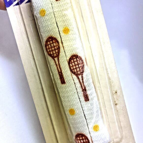 Vintage Accessories - Vintage Tennis Print 27” White Shoe Laces 1980s Fashion Novelty by The Look NOS